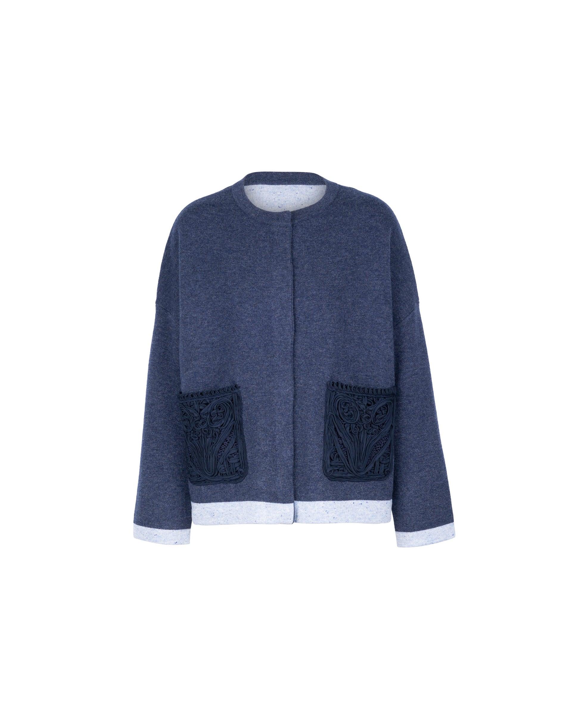 Wool Cashmere Crochet Pocket Cardigan by ATSURO TAYAMA