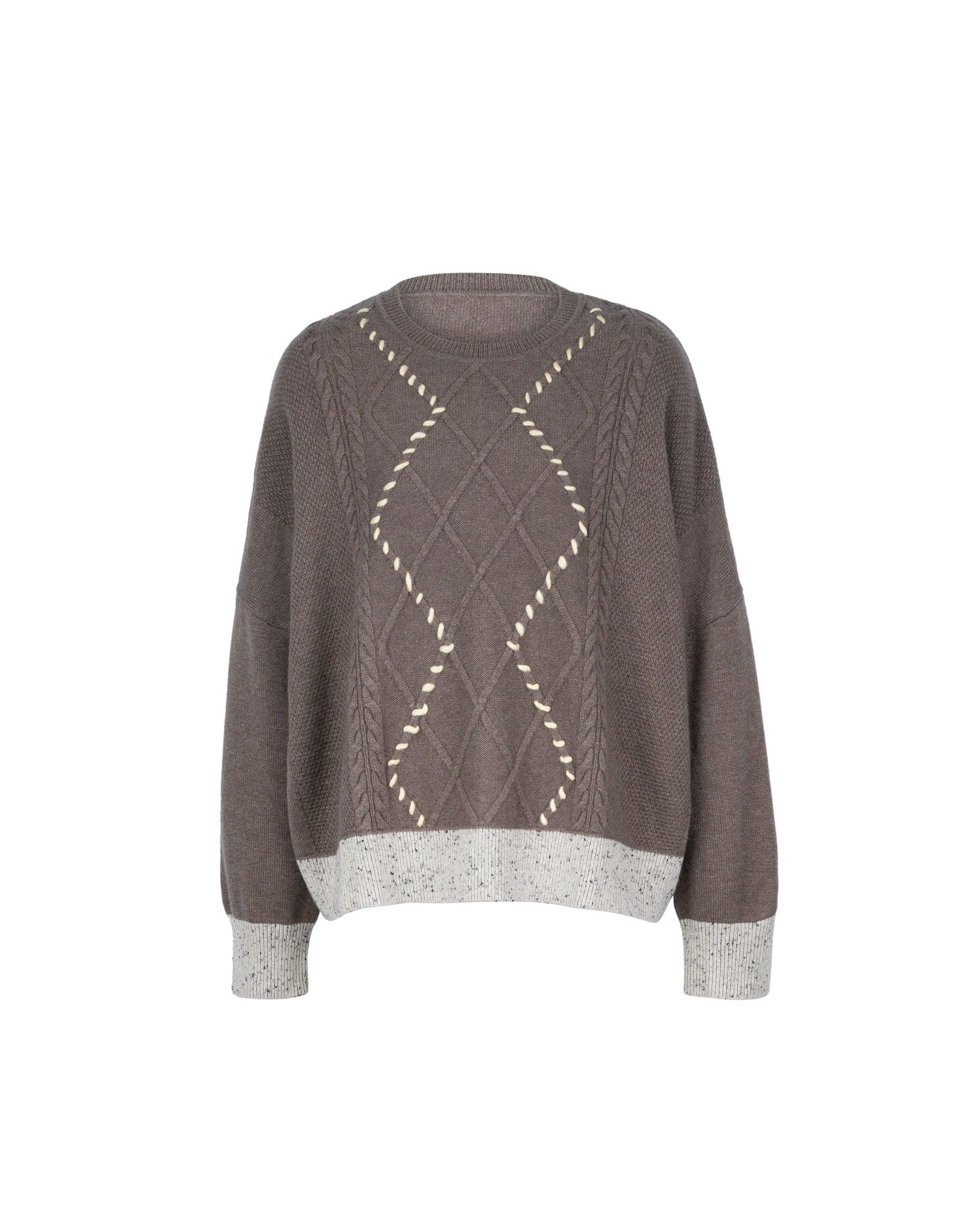Wool Cashmere Diamond Cable Colorful Stitch Knit Top by ATSURO TAYAMA