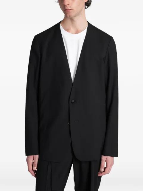 collarless single-breasted jacket by ATTACHMENT