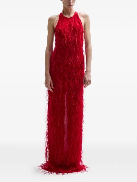Ember feather halterneck maxi dress by ATU BODY COUTURE