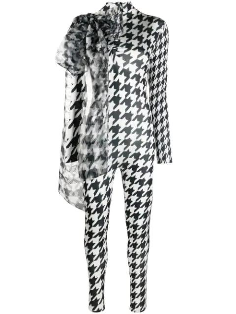 Luna houndstooth-print jumpsuit by ATU BODY COUTURE