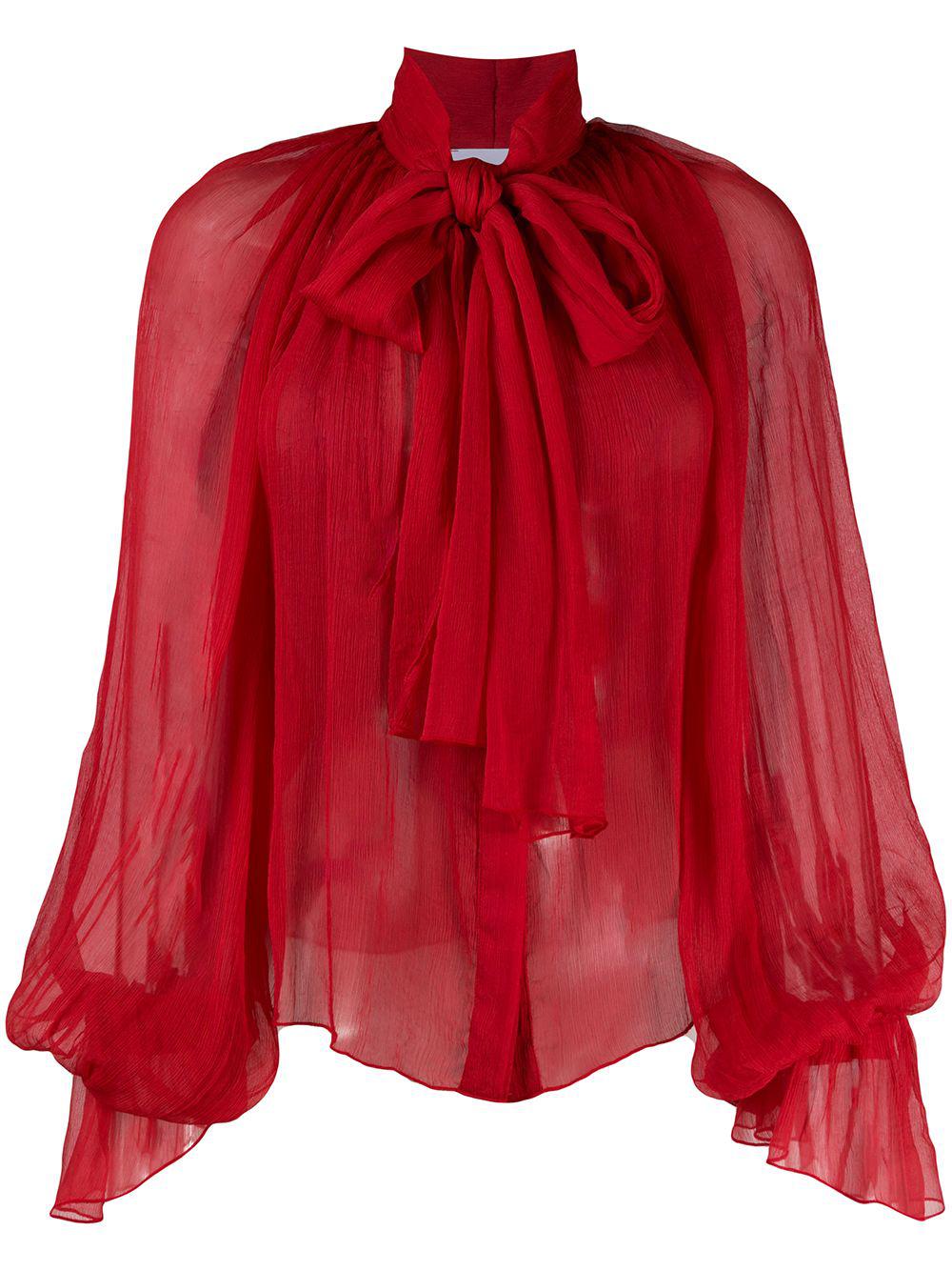 balloon-sleeve chiffon blouse by ATU BODY COUTURE