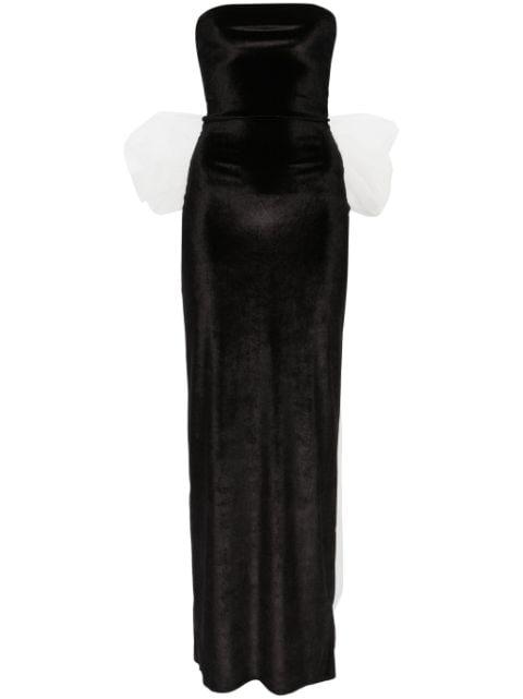 bow-detail velvet gown by ATU BODY COUTURE