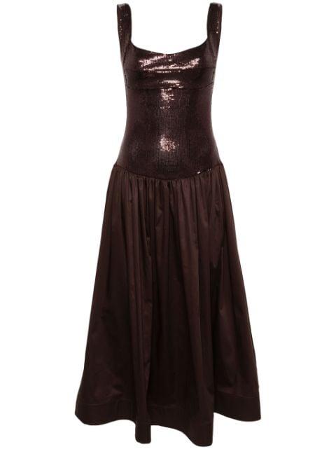 corset-detail flared gown by ATU BODY COUTURE