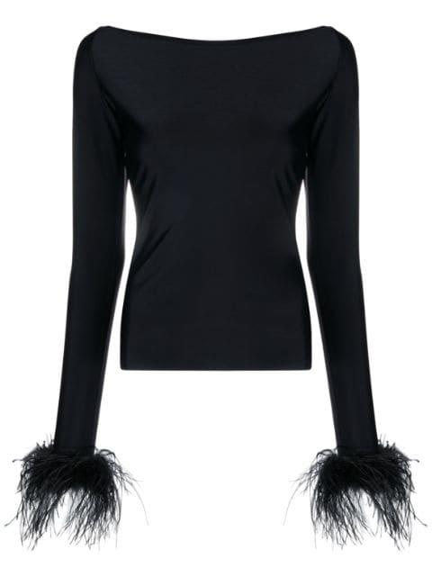 feather-cuffs long sleeve top by ATU BODY COUTURE