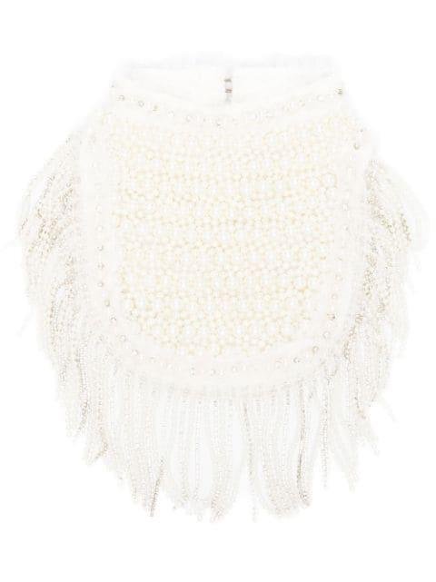 fringed faux-pearl bib by ATU BODY COUTURE