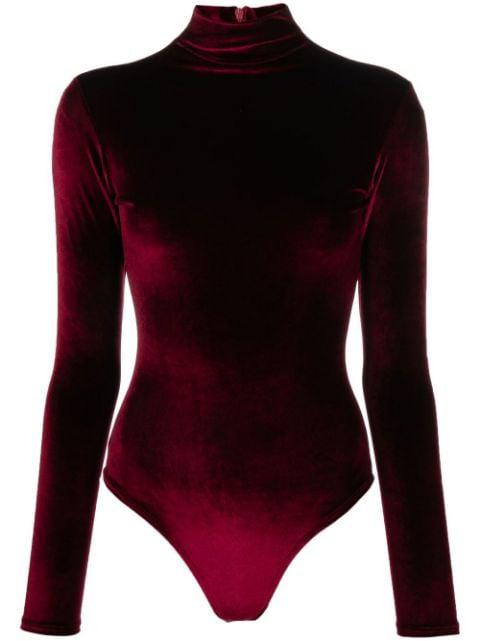 high-neck velvet bodysuit by ATU BODY COUTURE