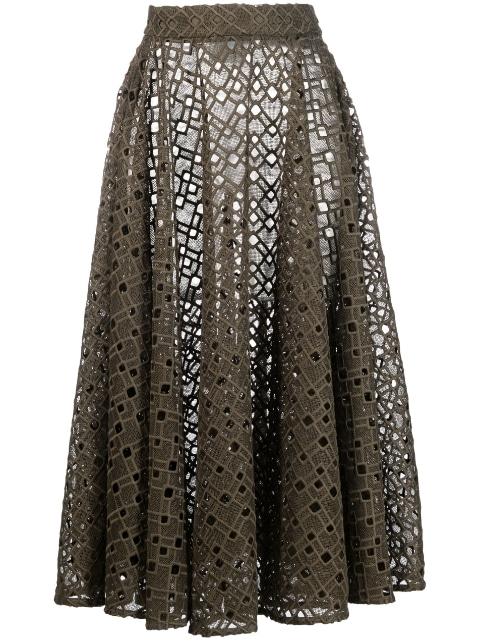 pleat-detail eyelet-detail skirt by ATU BODY COUTURE