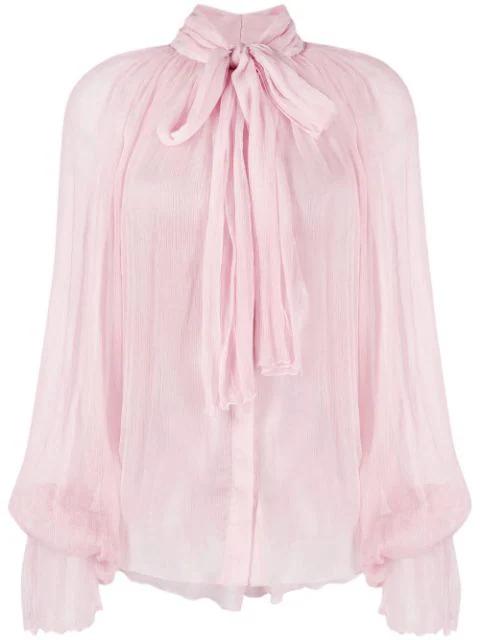 pussy bow-collar silk blouse by ATU BODY COUTURE