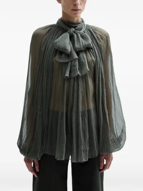 pussy-bow pleated blouse by ATU BODY COUTURE