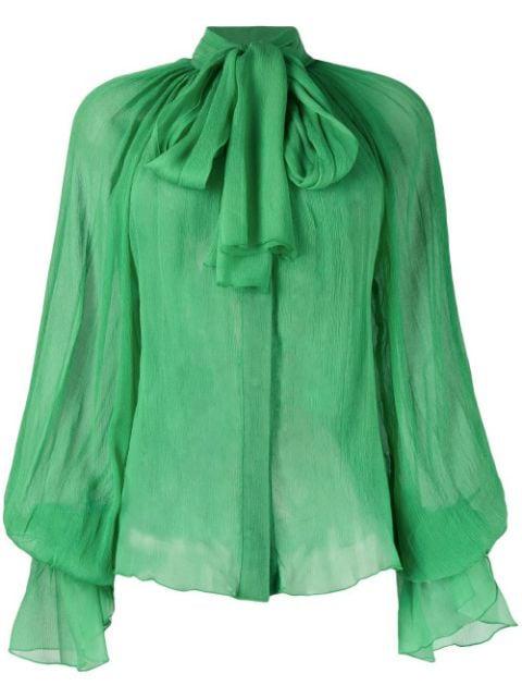 pussy-bow silk blouse by ATU BODY COUTURE