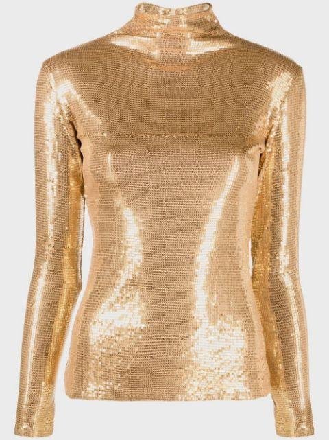 sequinned high-neck top by ATU BODY COUTURE