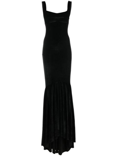 sleeveless fishtail velvet gown by ATU BODY COUTURE