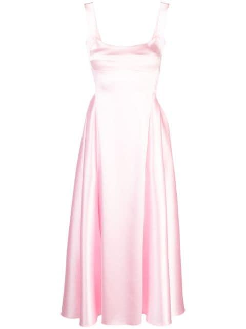 square-neck satin maxi dress by ATU BODY COUTURE