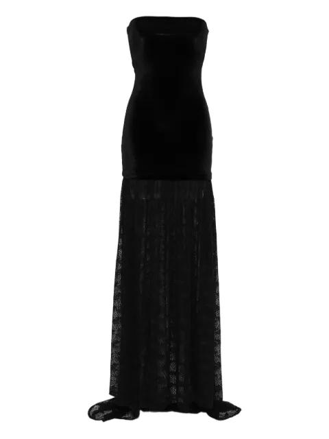 strapless lace-panel maxi dress by ATU BODY COUTURE