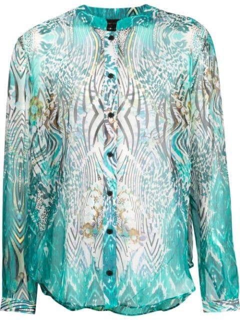 x Tessitura abstract-print silk shirt by ATU BODY COUTURE