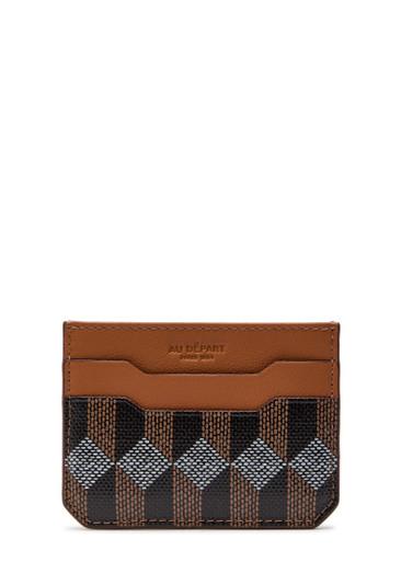 Patterned leather card holder by AU DEPART