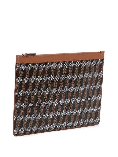 geometric-print leather-trim clutch bag by AU DEPART