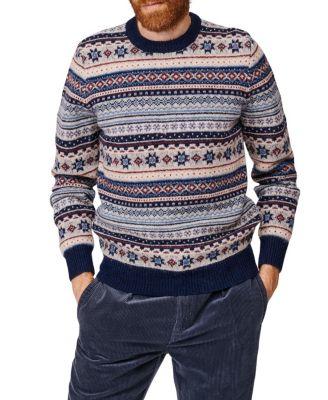 Fair Isle Crew Neck Wool Sweater by AUBIN