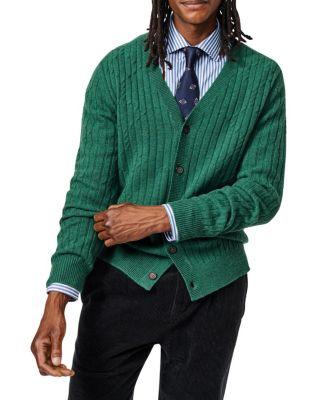 Leonard Wool Cable Sweater Cardigan by AUBIN