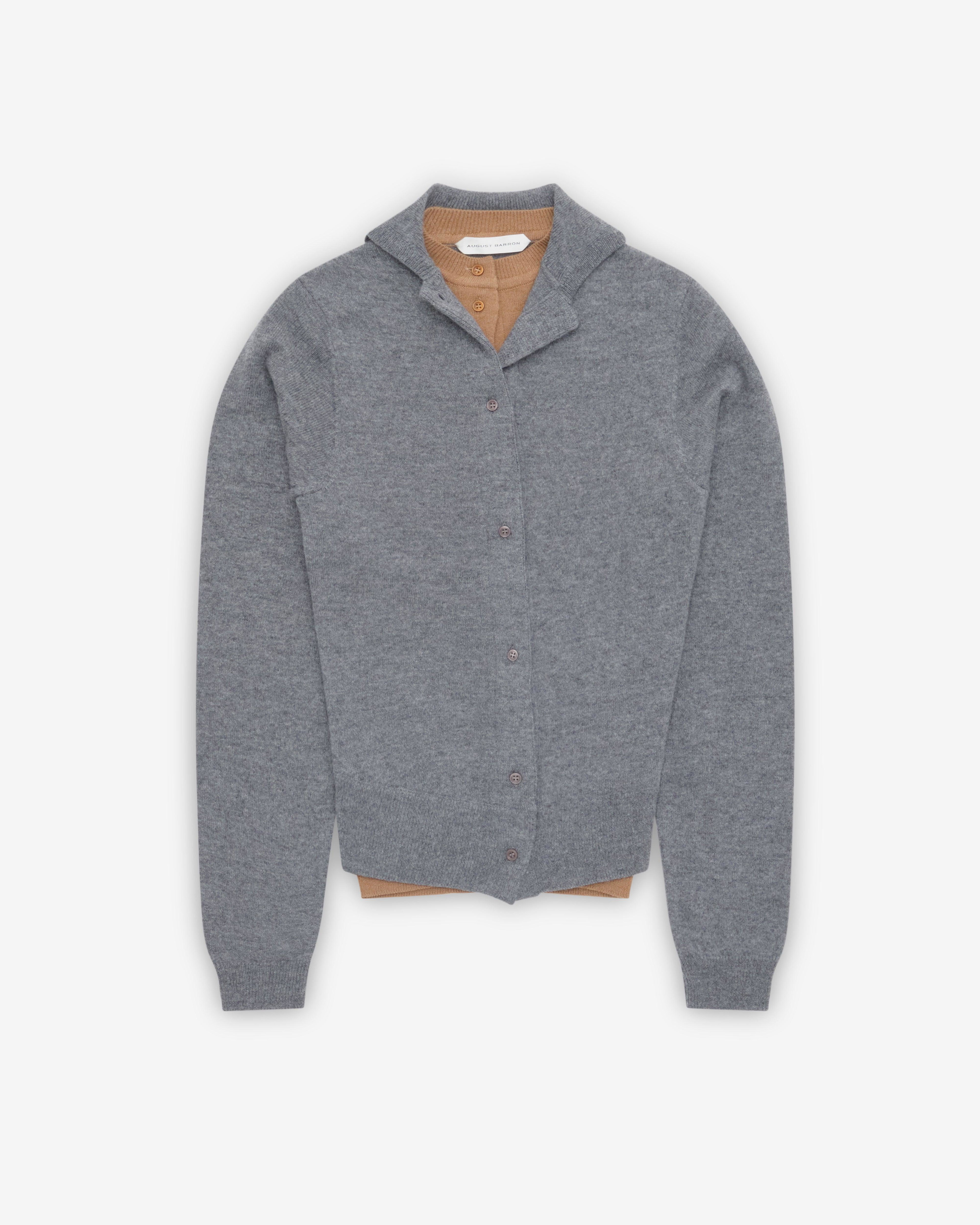 August Barron - Women's Double Cardigan - (Grey/Beige) by AUGUST BARRON