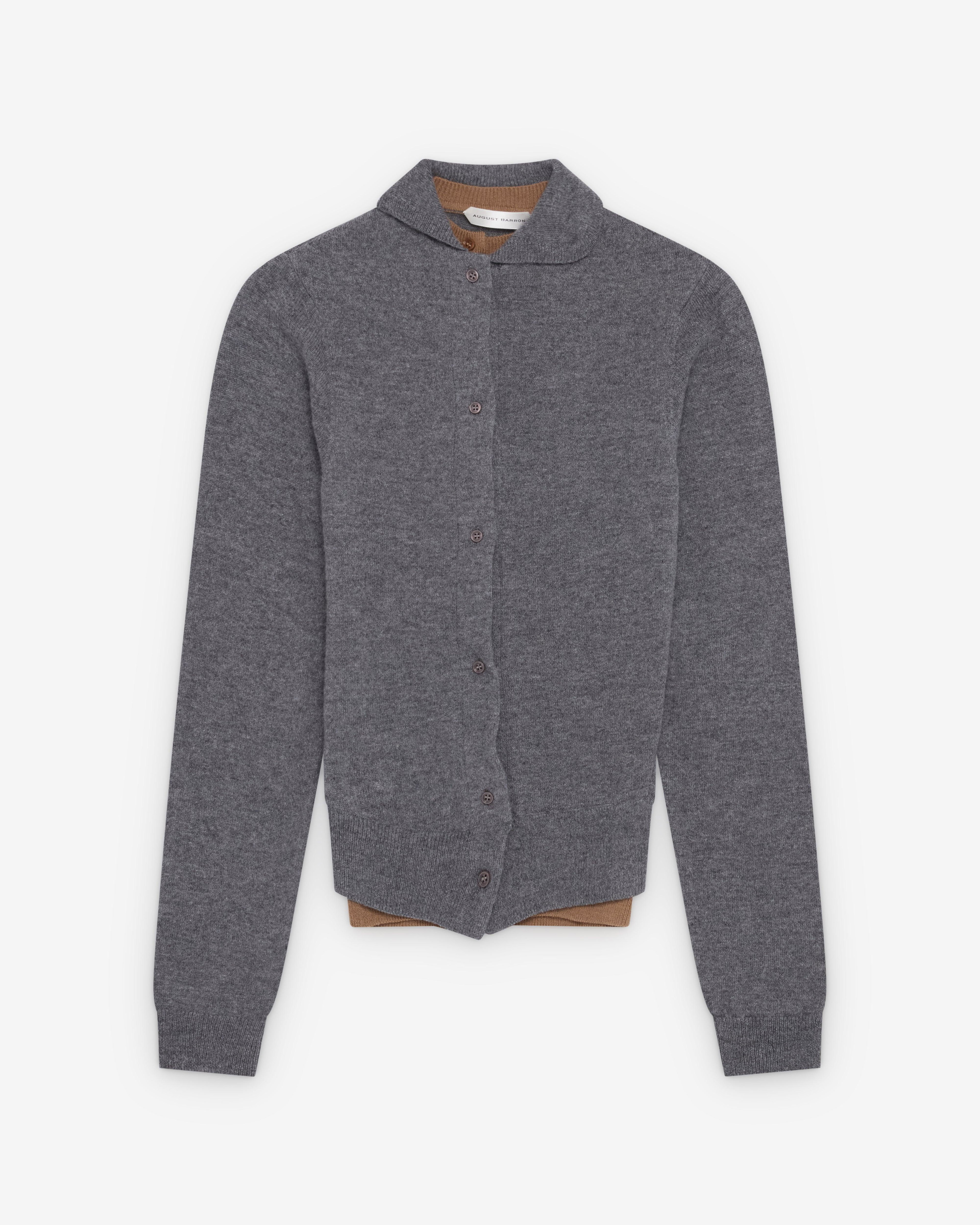 August Barron - Women's Double Cardigan - (Grey/Beige) by AUGUST BARRON