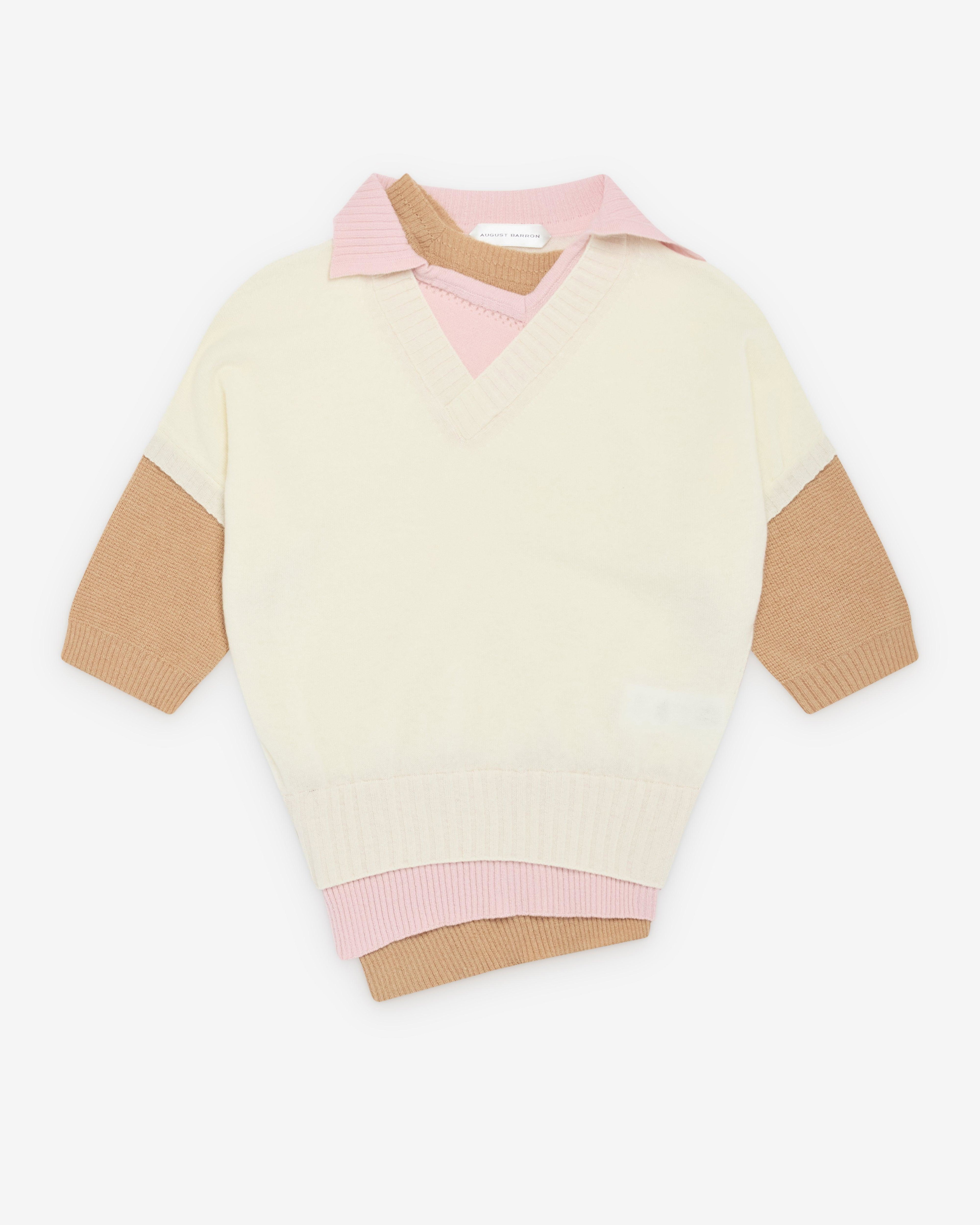 August Barron - Women's Triple Sweater - (Cream/Pink/Beige) by AUGUST BARRON