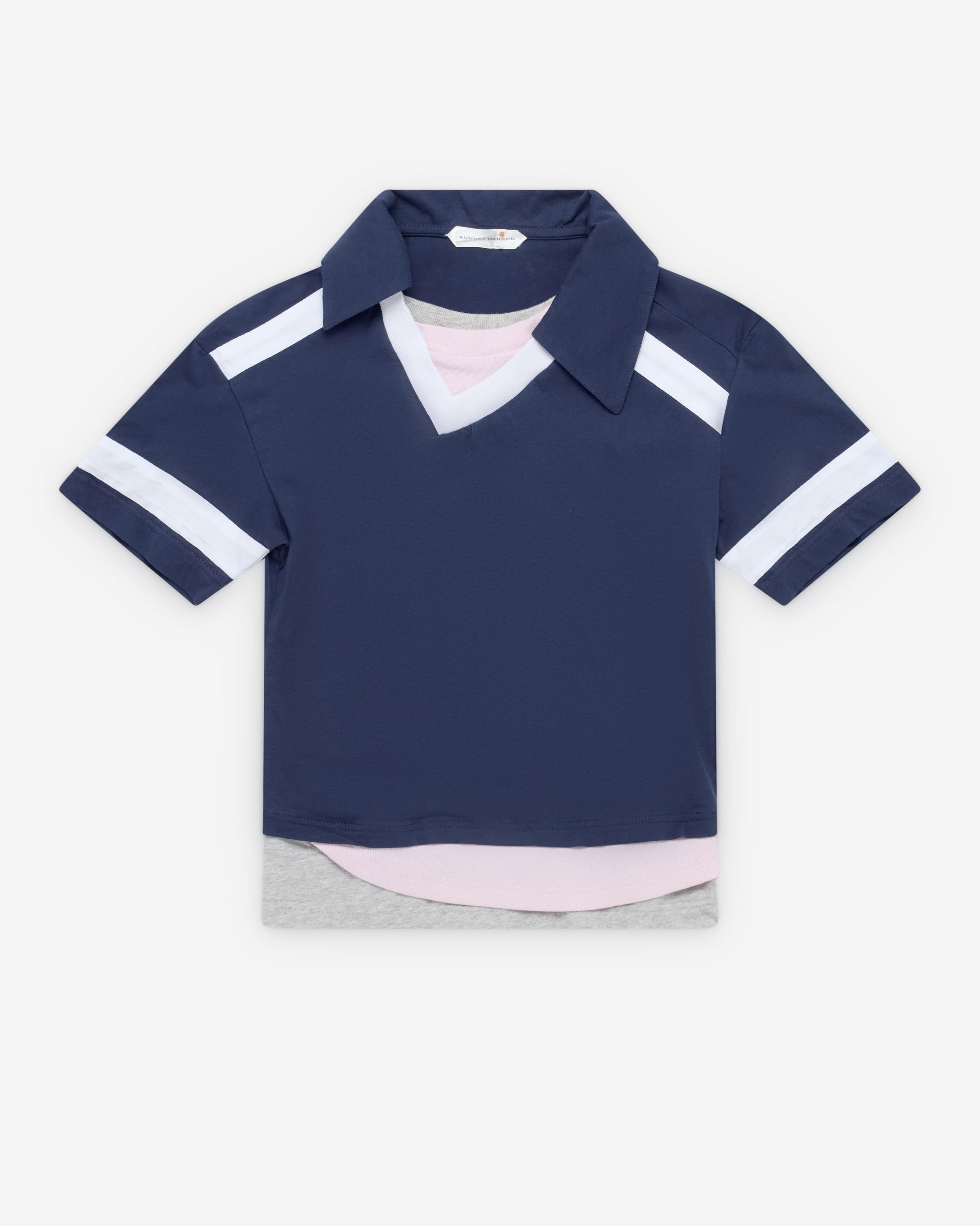 August Barron - Women's Tripple T-Shirt - (Navy/Pink/Grey) by AUGUST BARRON