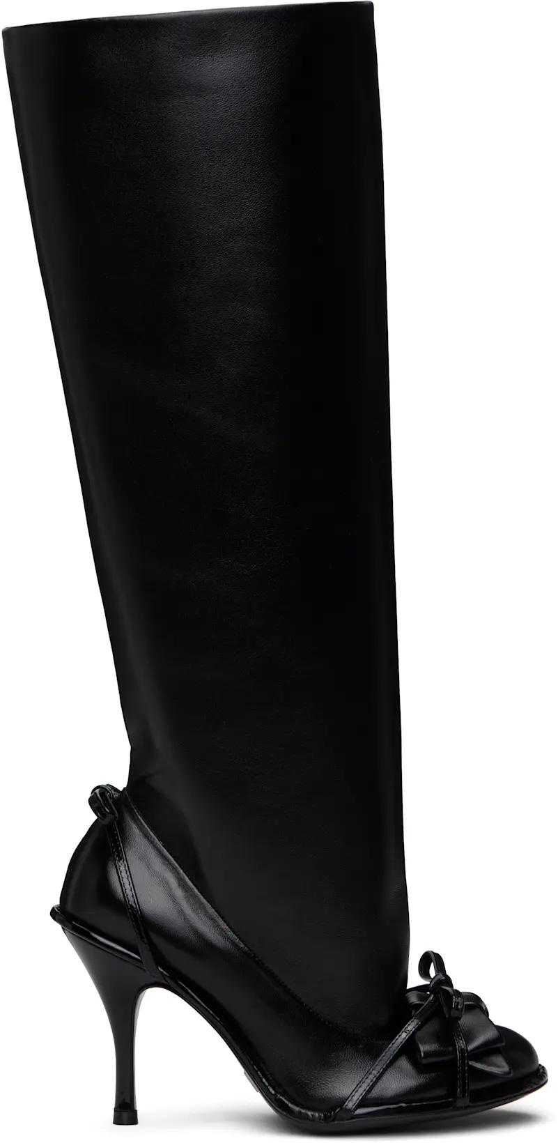 Black Double Tall Boots by AUGUST BARRON