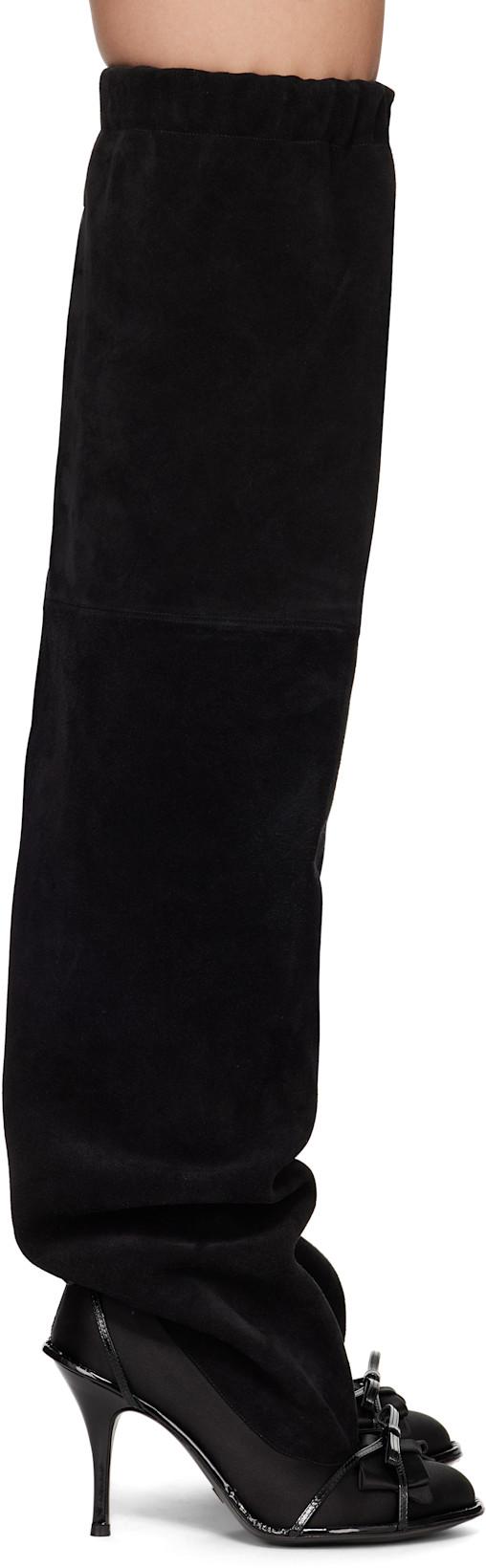 Black Double Thigh High Tall Boots by AUGUST BARRON