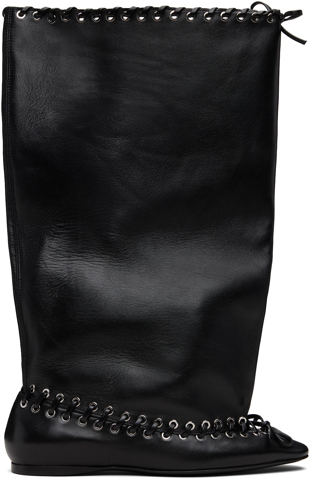 Black Flat Level Boots by AUGUST BARRON