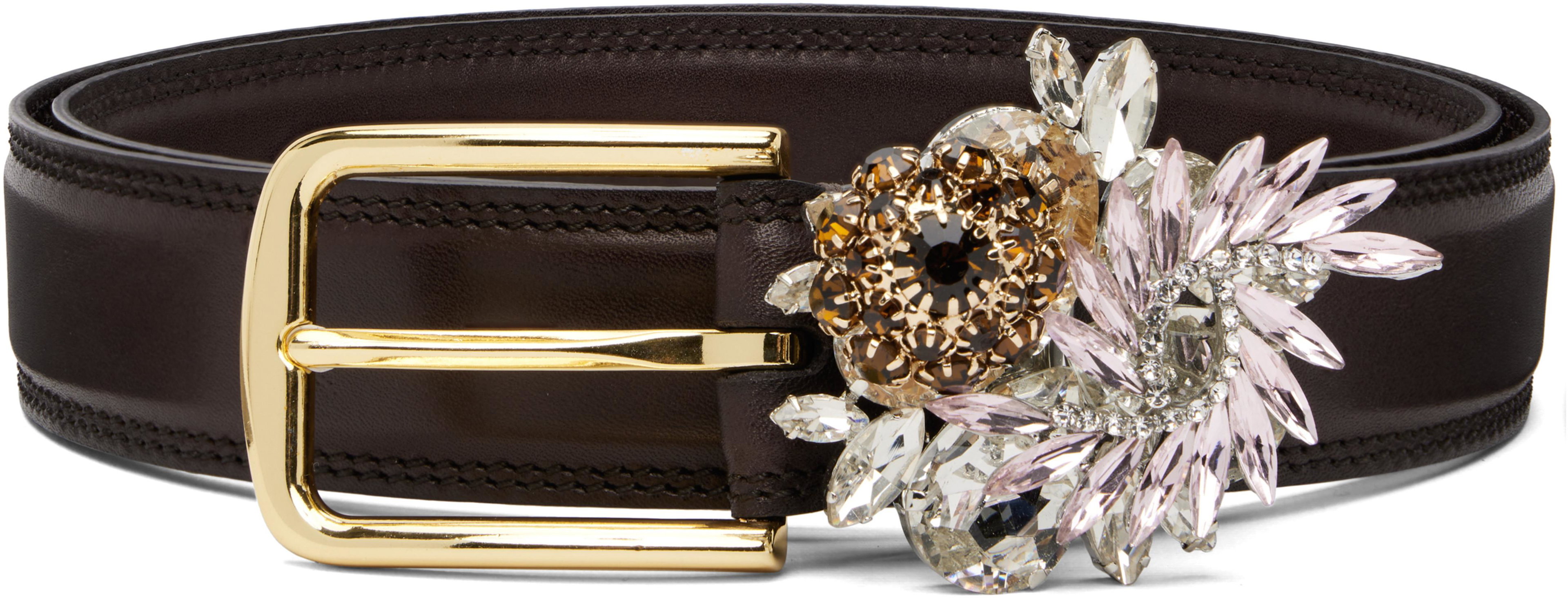 Brown Brooch Belt by AUGUST BARRON