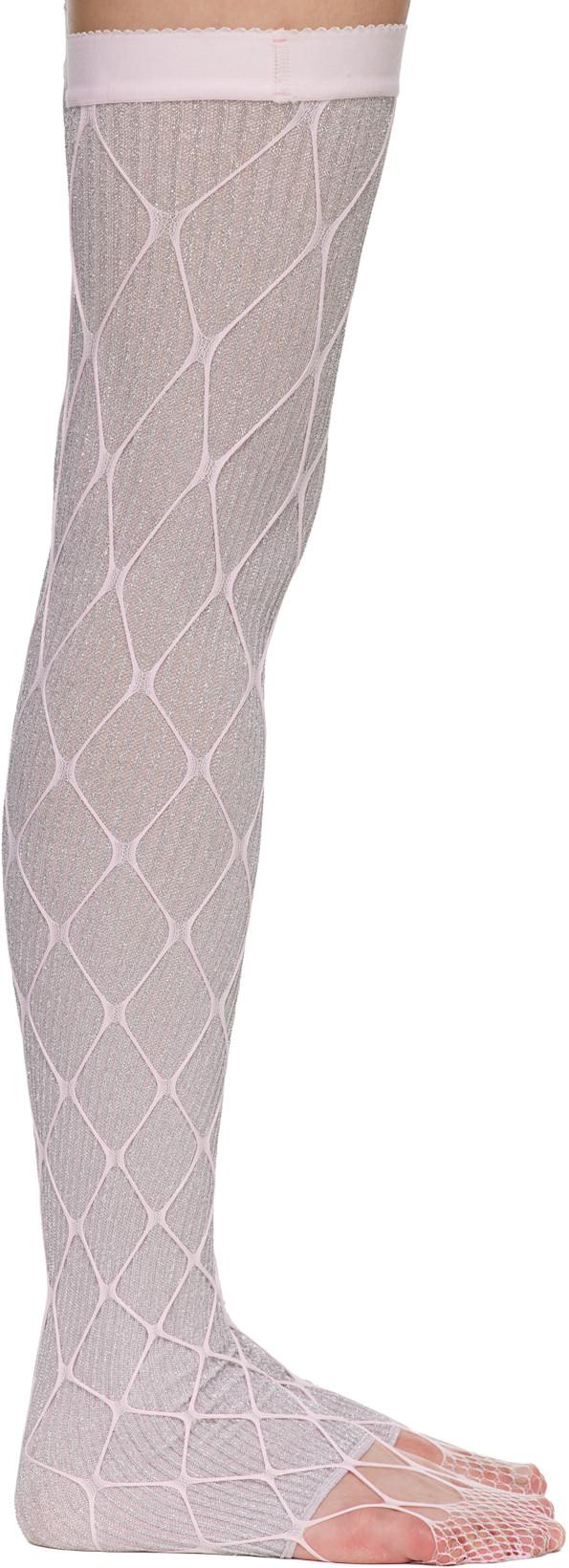 Pink & Silver Swedish Stockings Edition Double Leg Warmers by AUGUST BARRON