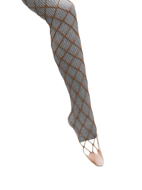 fishnet-overlay ribbed-knit tights by AUGUST BARRON