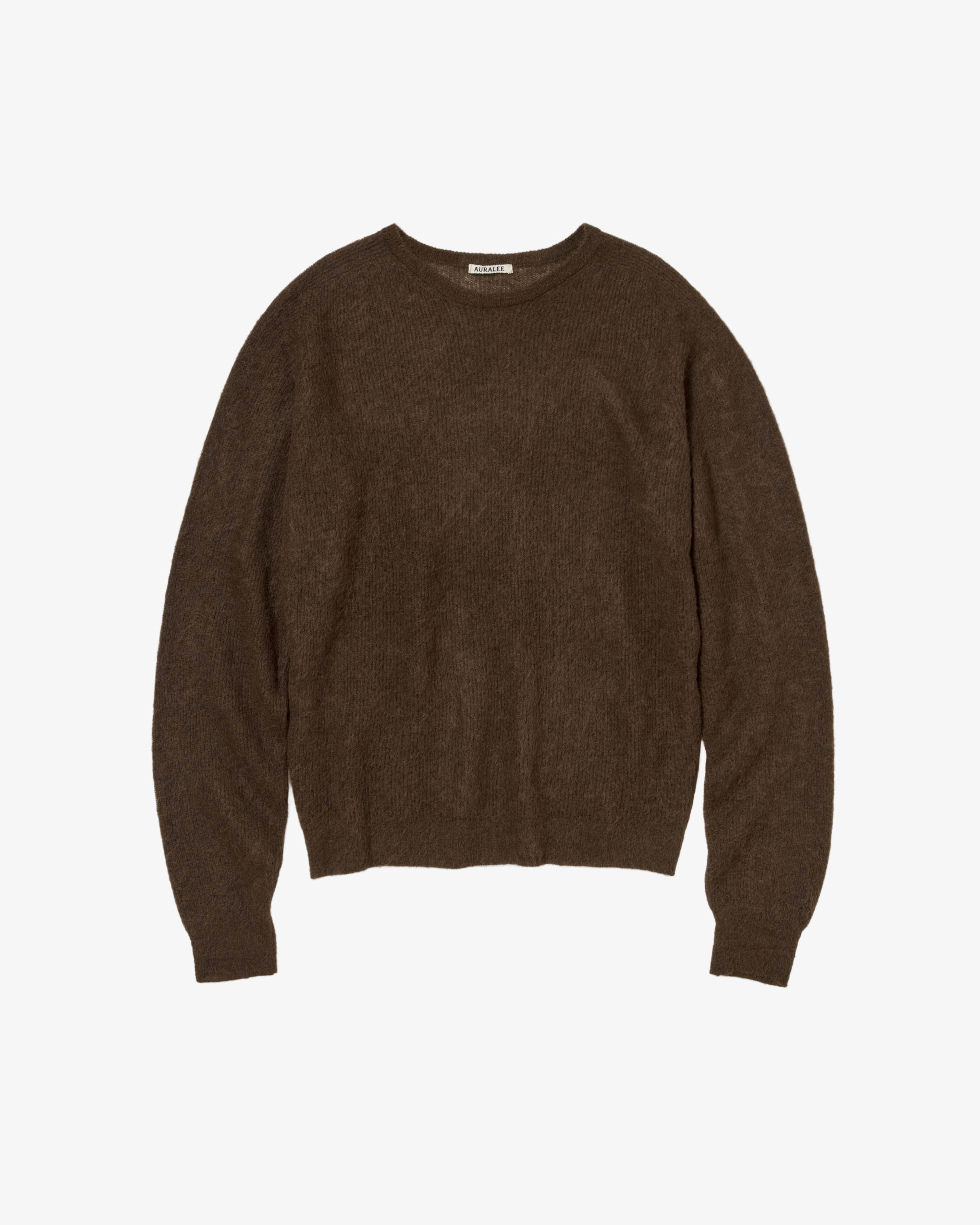 AURALEE - Men's Baby Suri Alpaca Sheer Knit - (Brown) by AURALEE