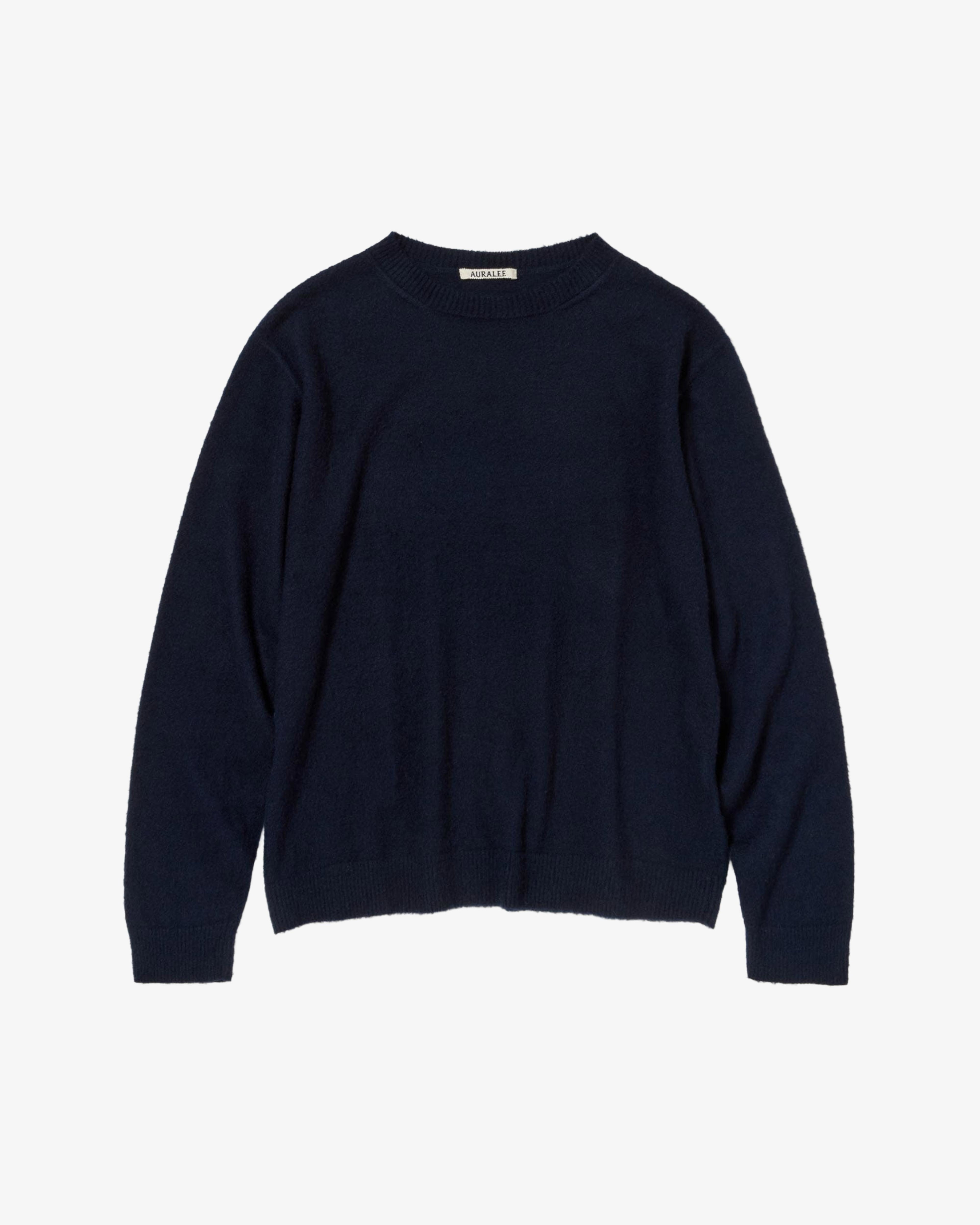 AURALEE - Men's Brushed Cashmere Cotton Knit P/O - (Navy) by AURALEE