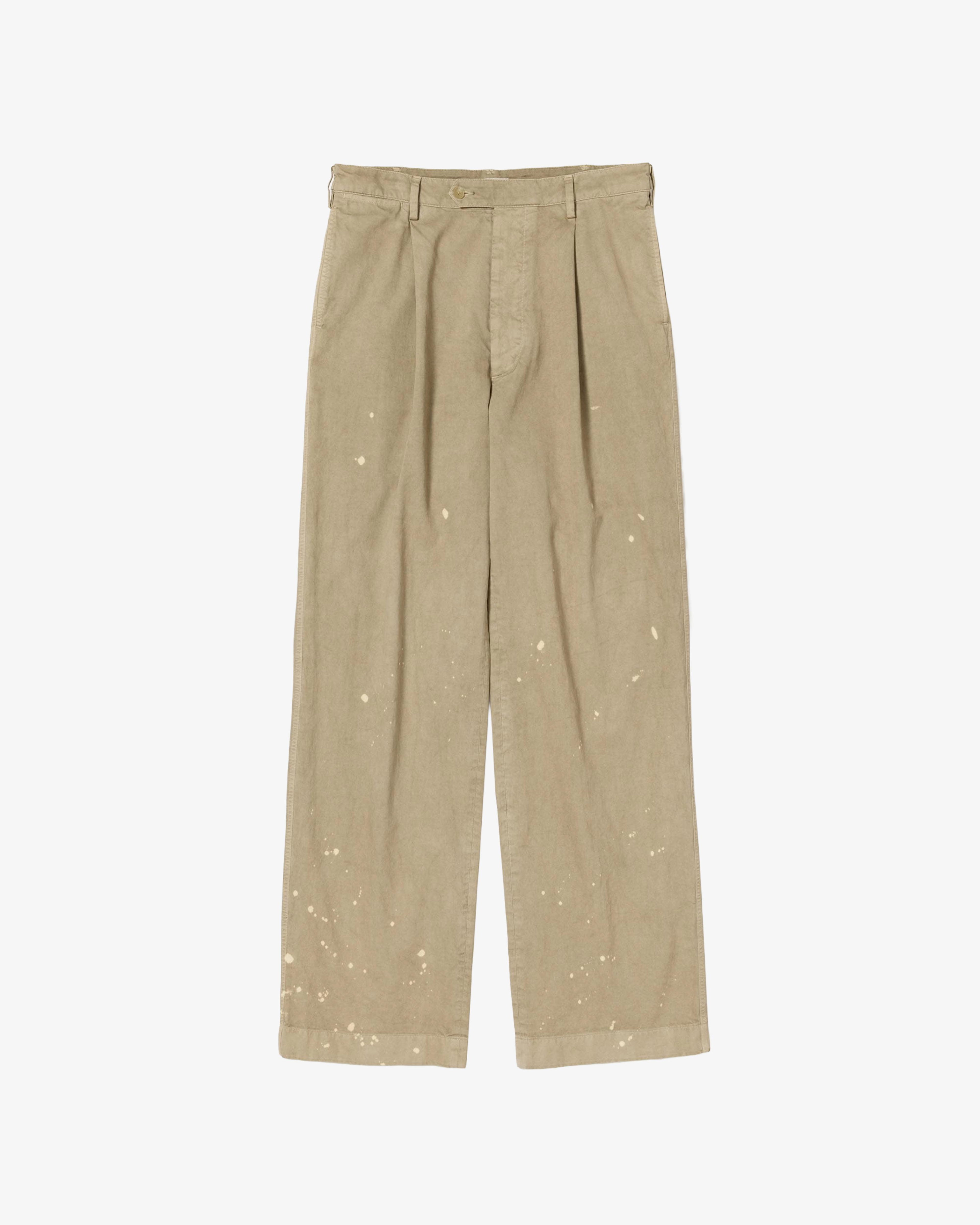 AURALEE - Men's Garment-Dyed Finx Light Chino One-Tuck Wide Pants - (Beige) by AURALEE