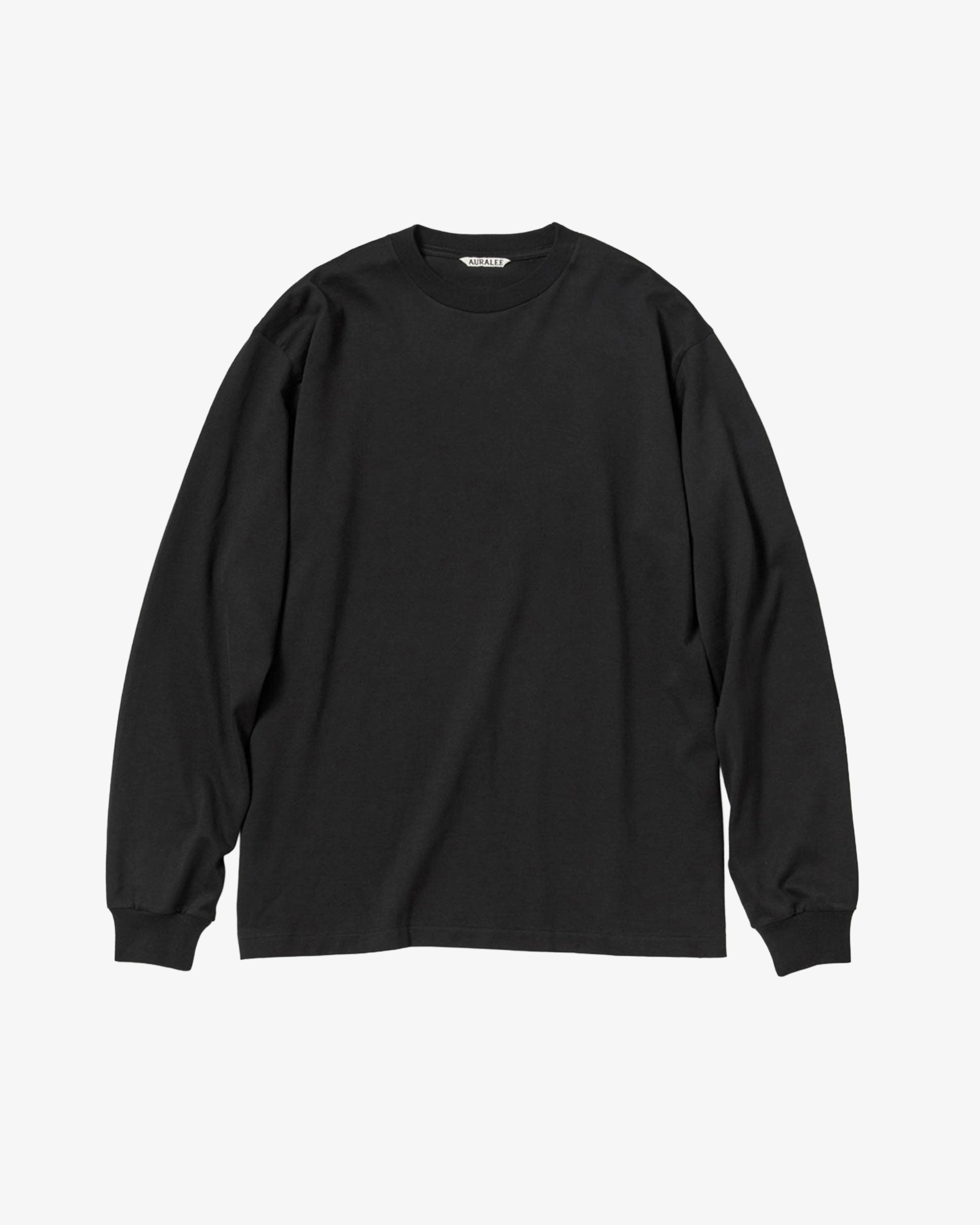 AURALEE - Men's Luster Plaiting Long Sleeve Tee - (Black) by AURALEE