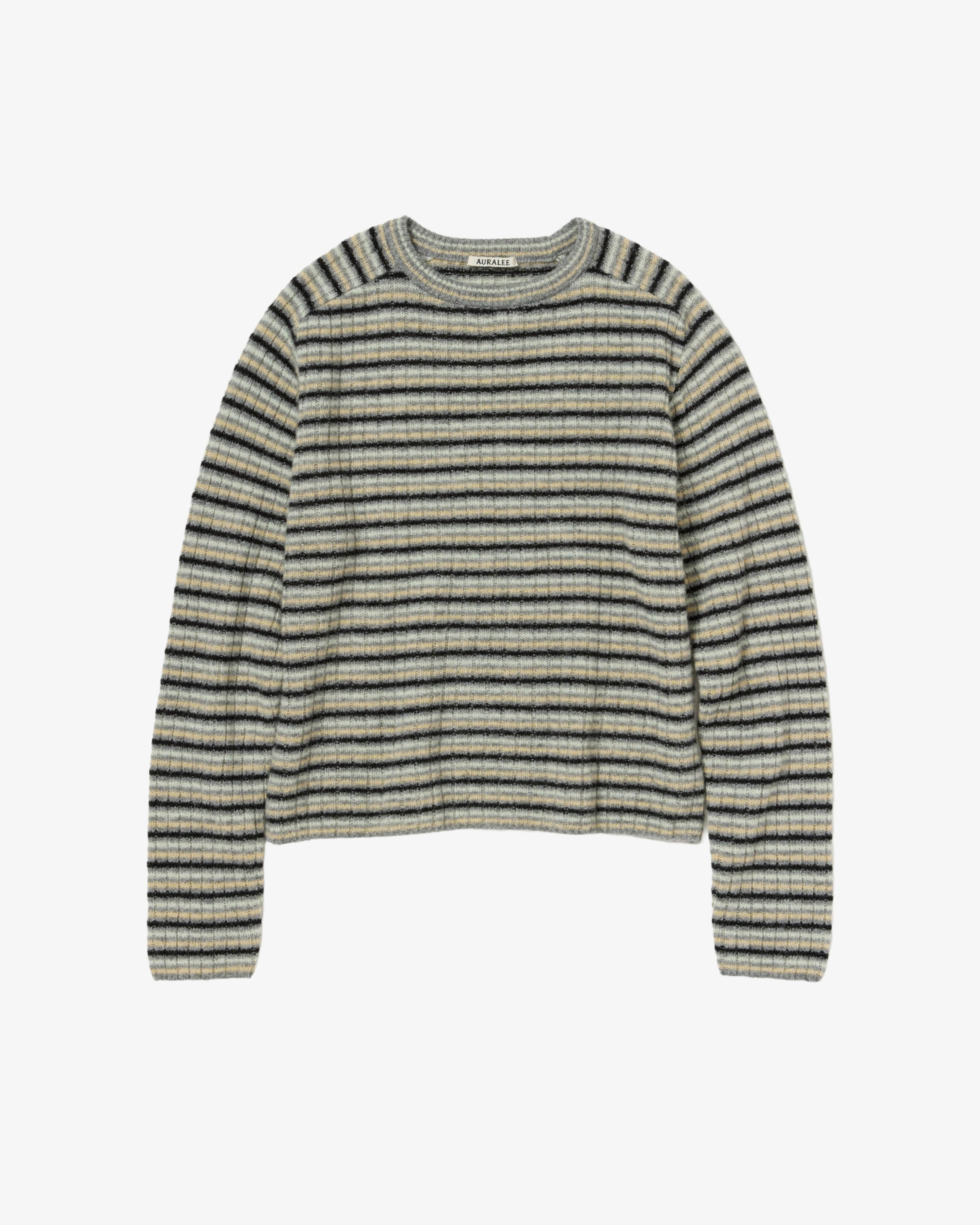 AURALEE - Men's Shetland Wool Cashmere Rib Knit - (Stripes) by AURALEE