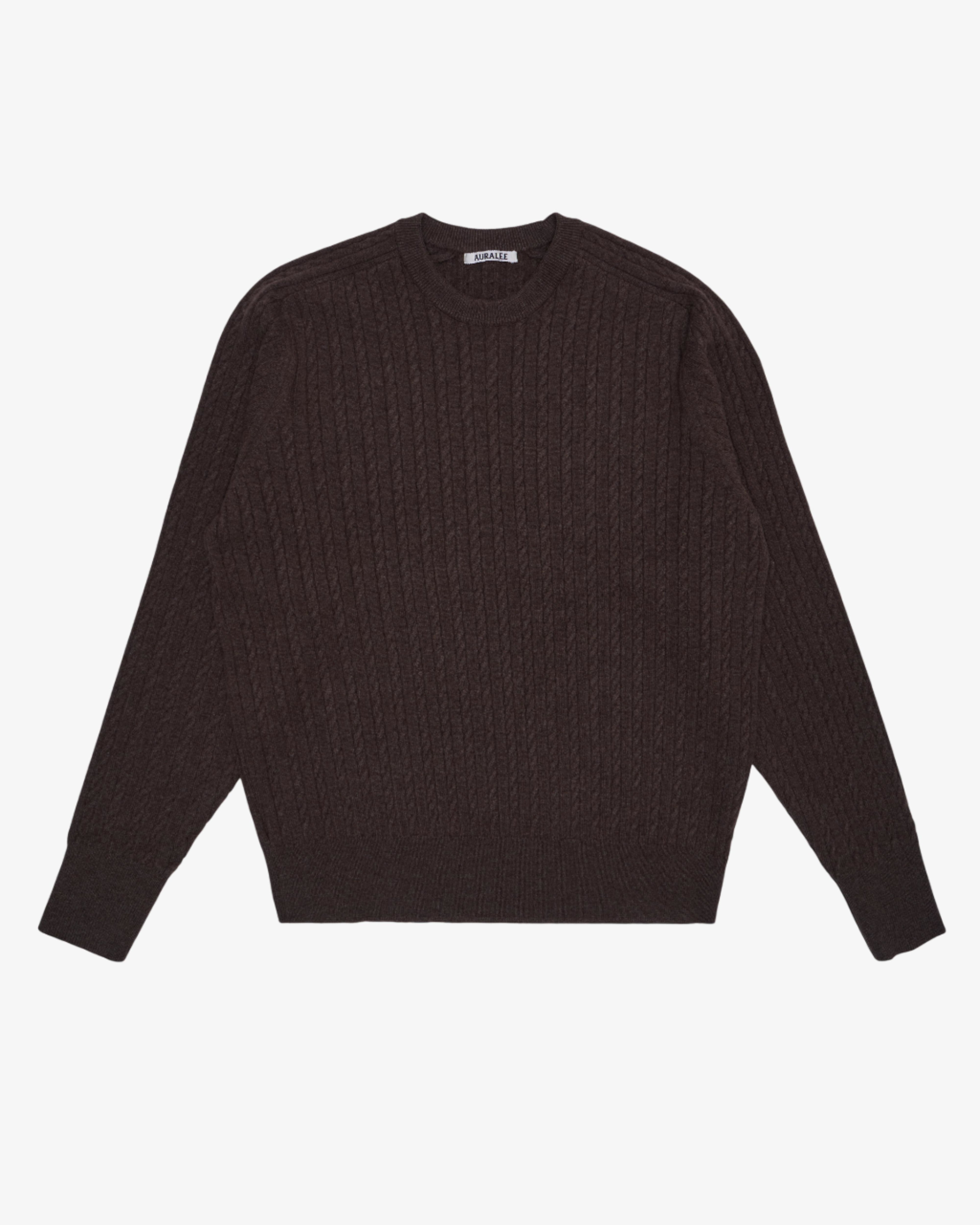 AURALEE - Men's Super Fine Wool Aran Knit - (Brown) by AURALEE