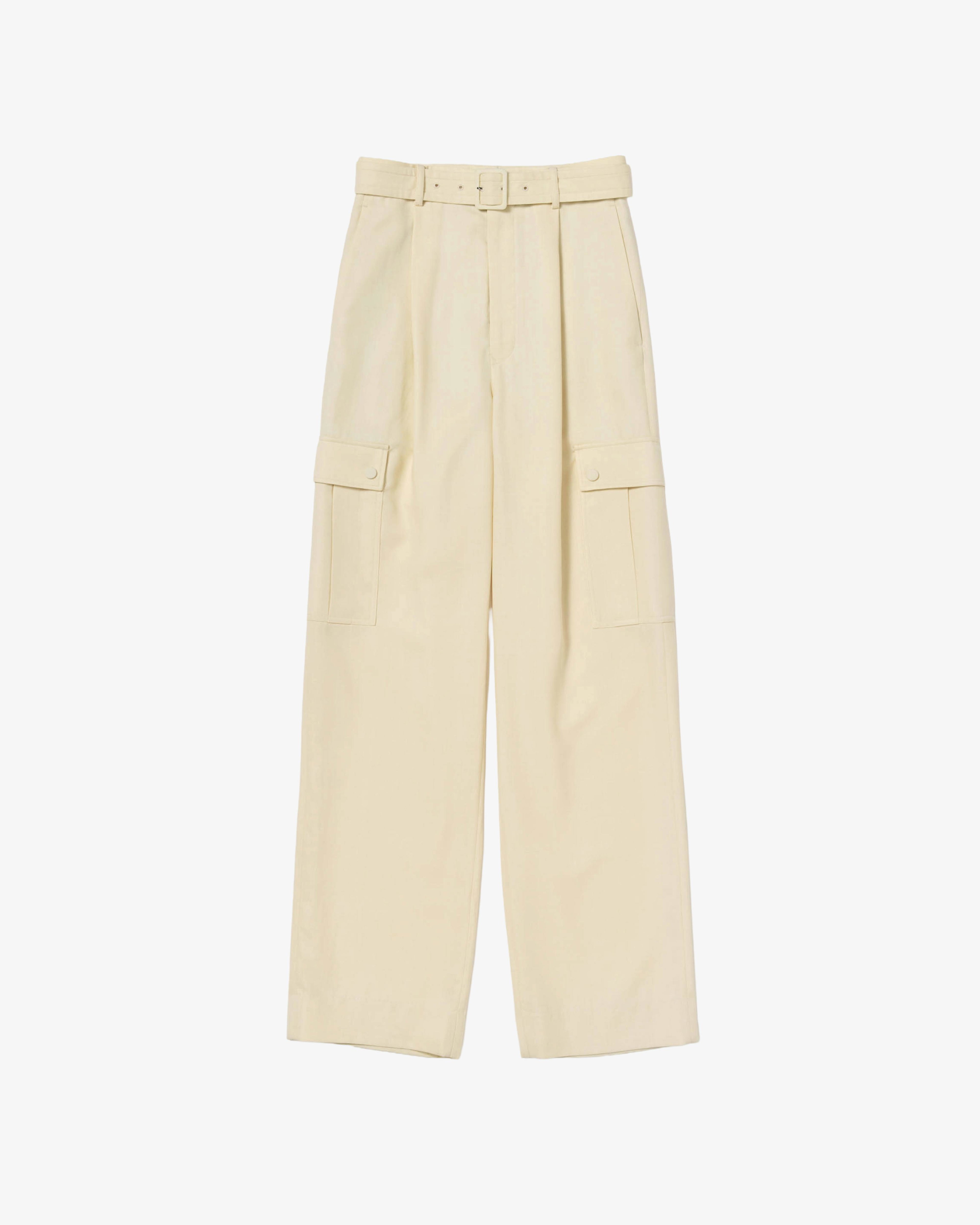 AURALEE - Women's Structured Wool Double Cloth Gargo Pants - (Off-White) by AURALEE