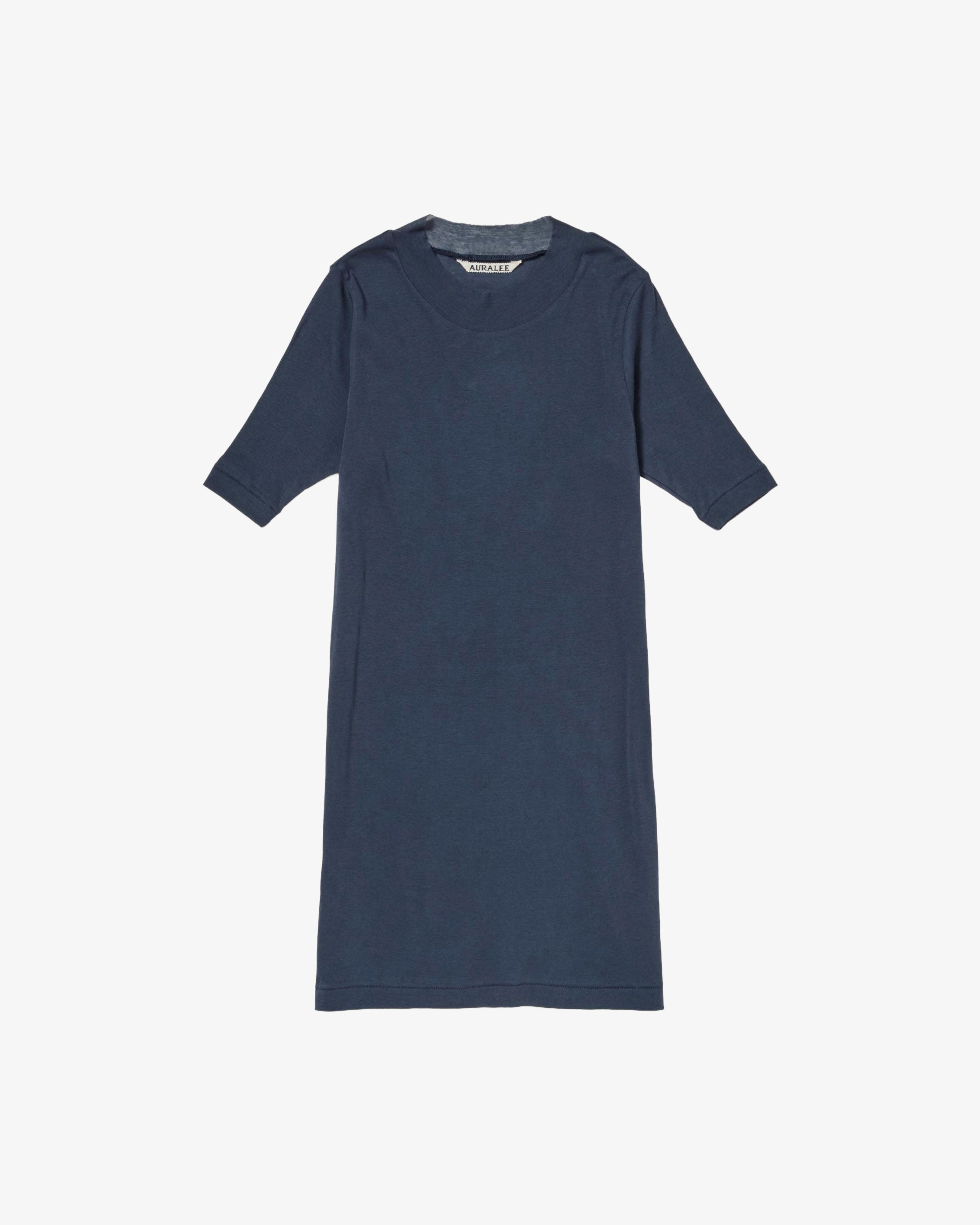 AURALEE - Women's Super High Gauge Sheer Rib Tee - (Navy) by AURALEE