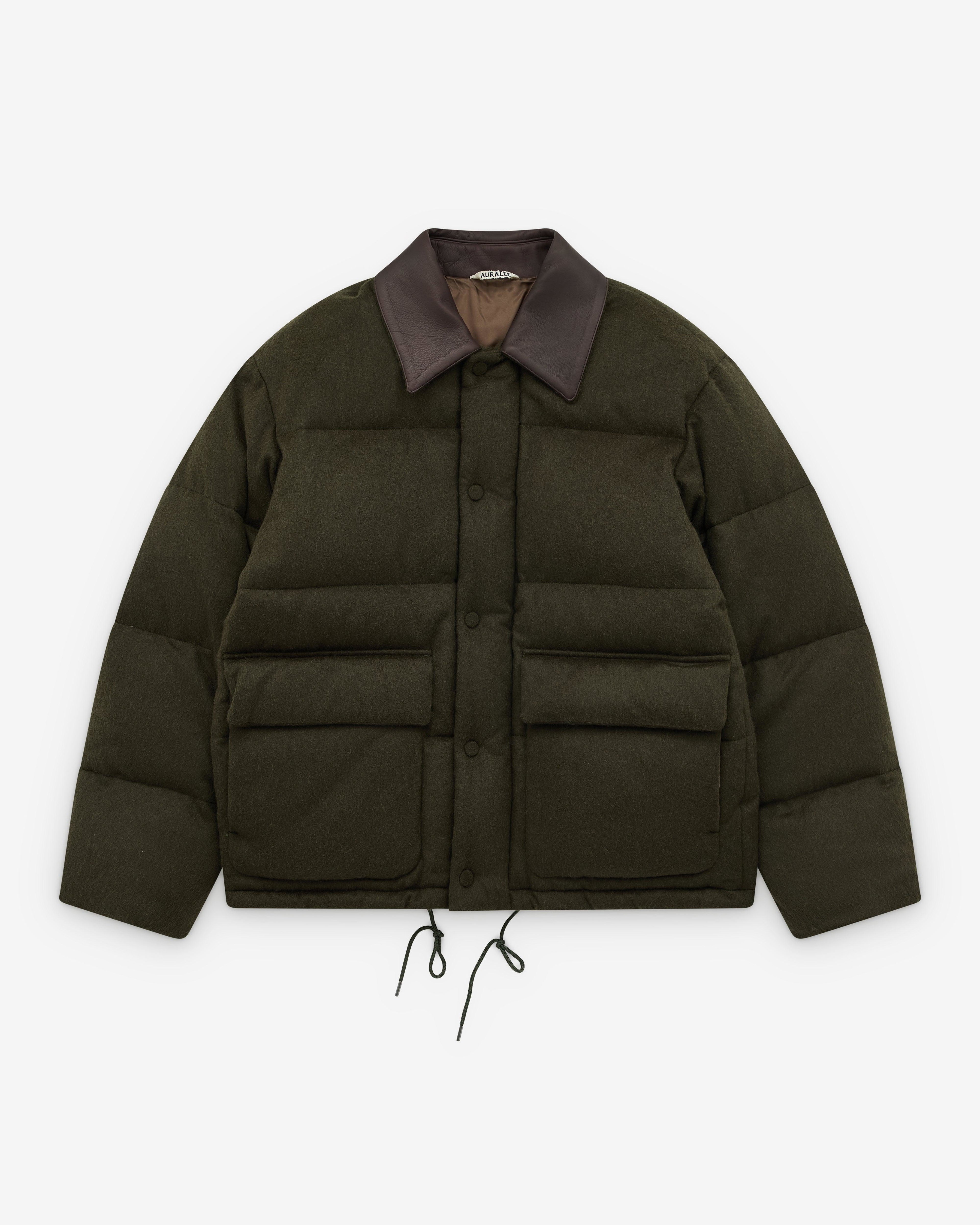 Auralee - Men's Baby Camel Flannel Down Blouson - (Dark Olive) by AURALEE