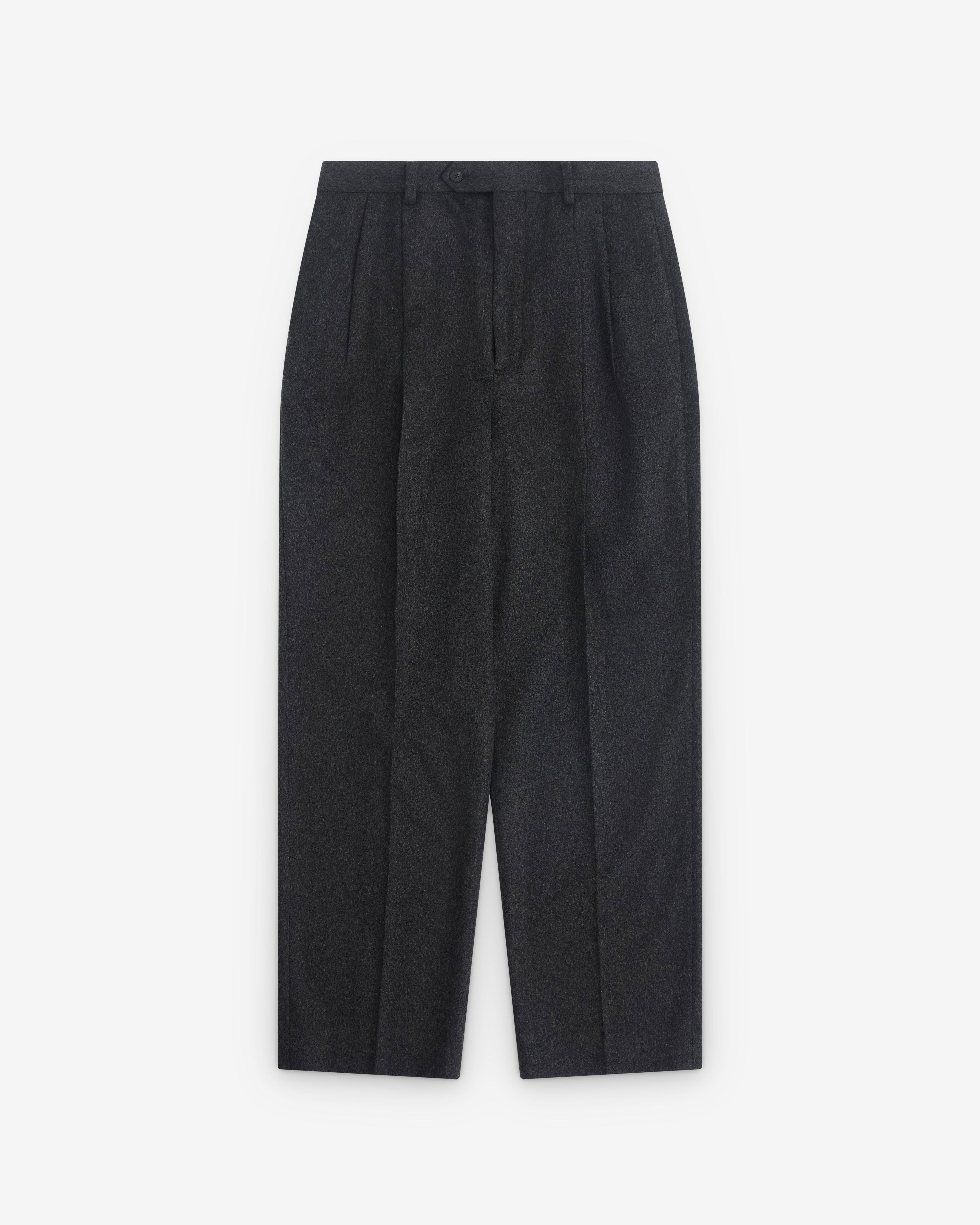 Auralee - Men’s Cashmere Moleskin Two-Tuck Slacks - (Charcoal) by AURALEE