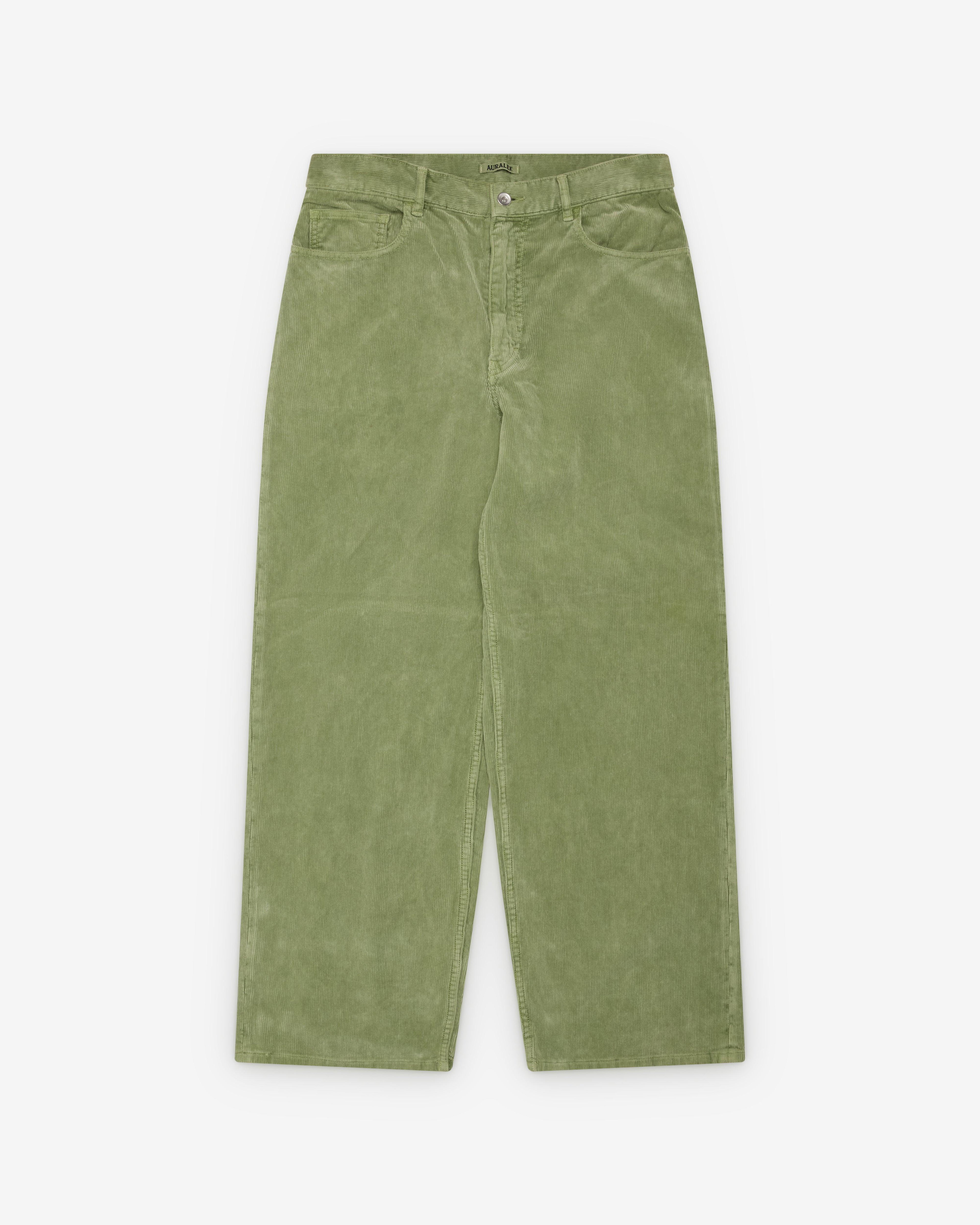 Auralee - Men's Finx Corduroy 5P Wide Pants - (Dusty Green) by AURALEE