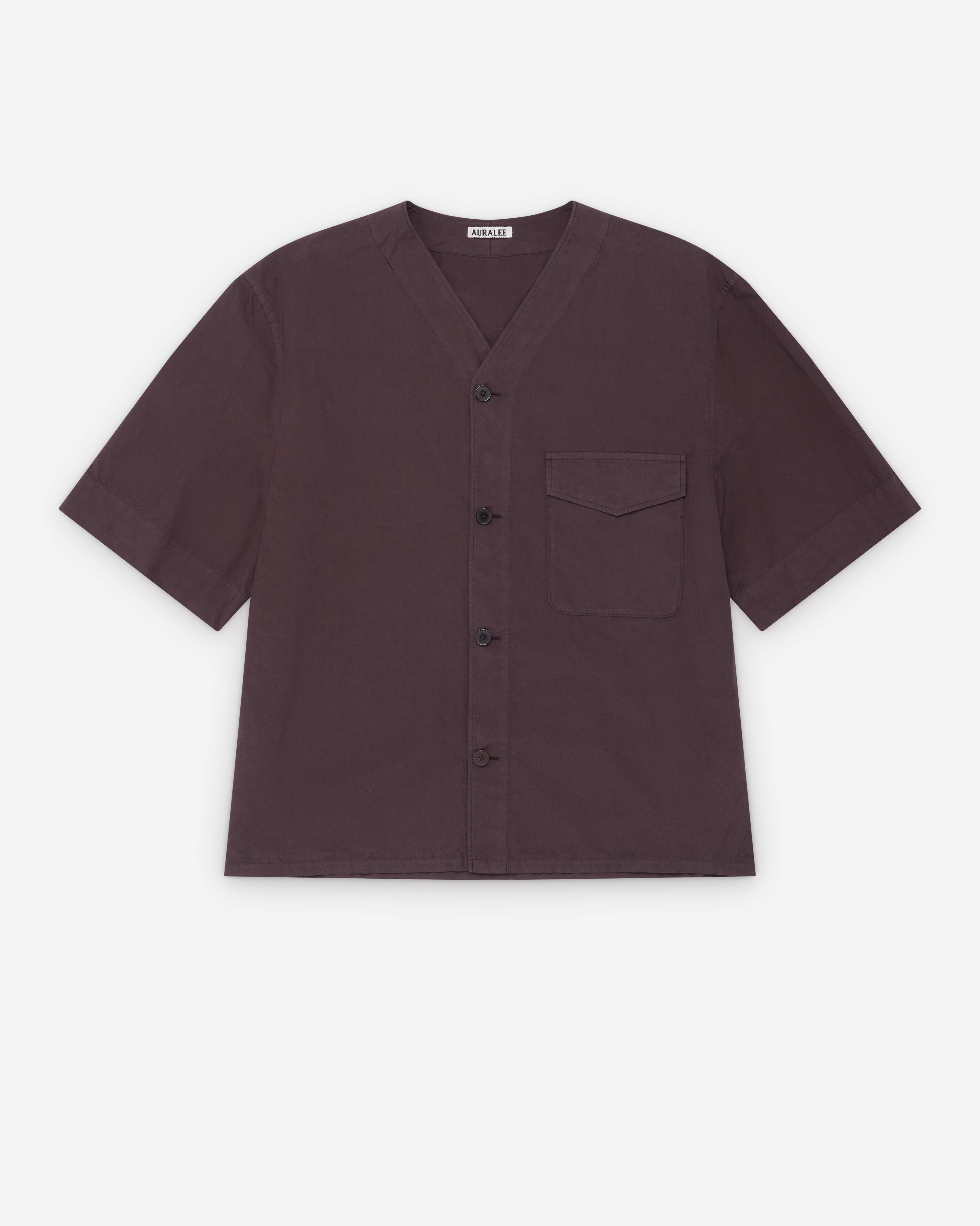 Auralee - Men's Garment-Dyed Short Sleeve Button Shirt - (Dark Brown) by AURALEE