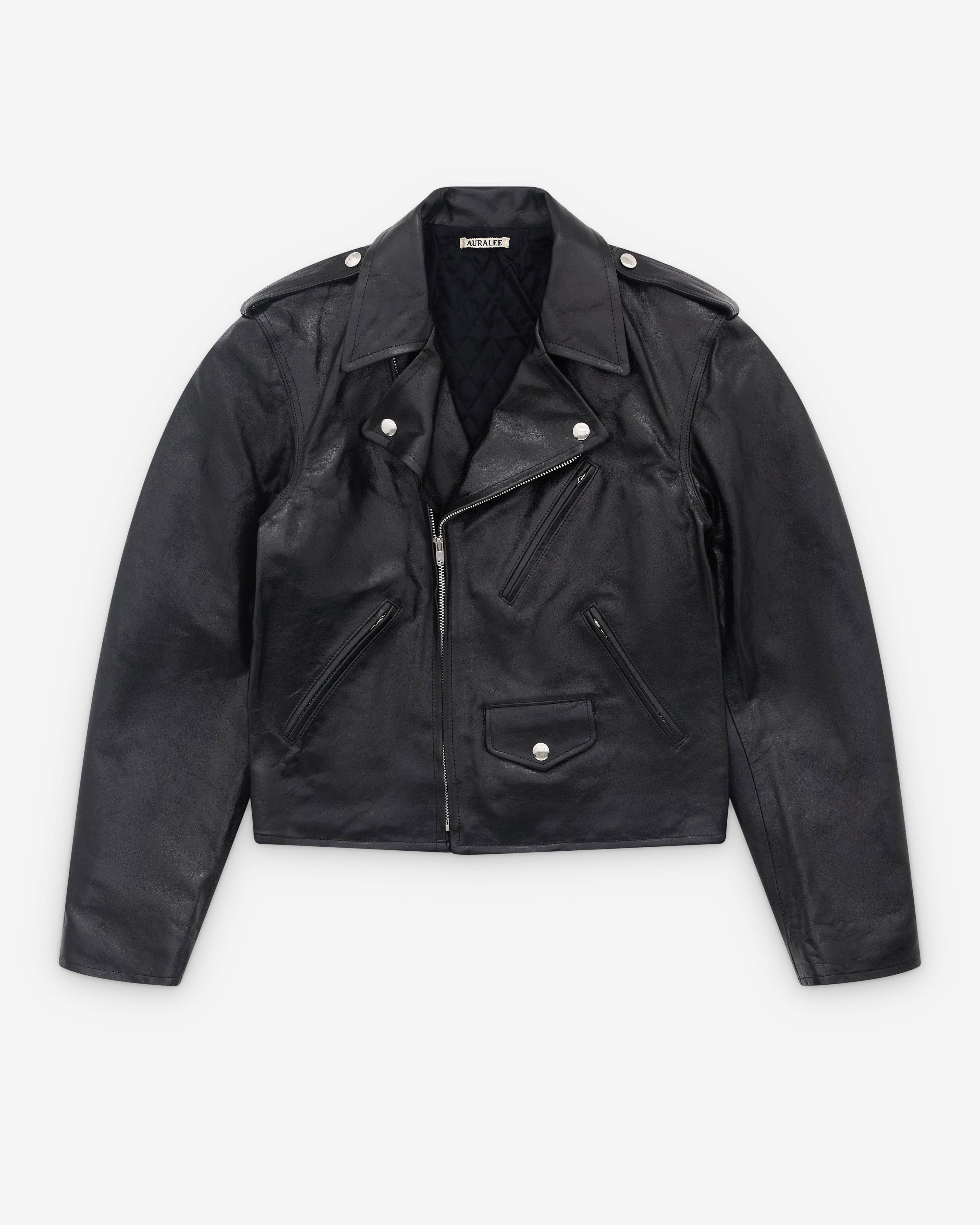Auralee - Men's Lamb Leather Riders Jacket - (Black) by AURALEE