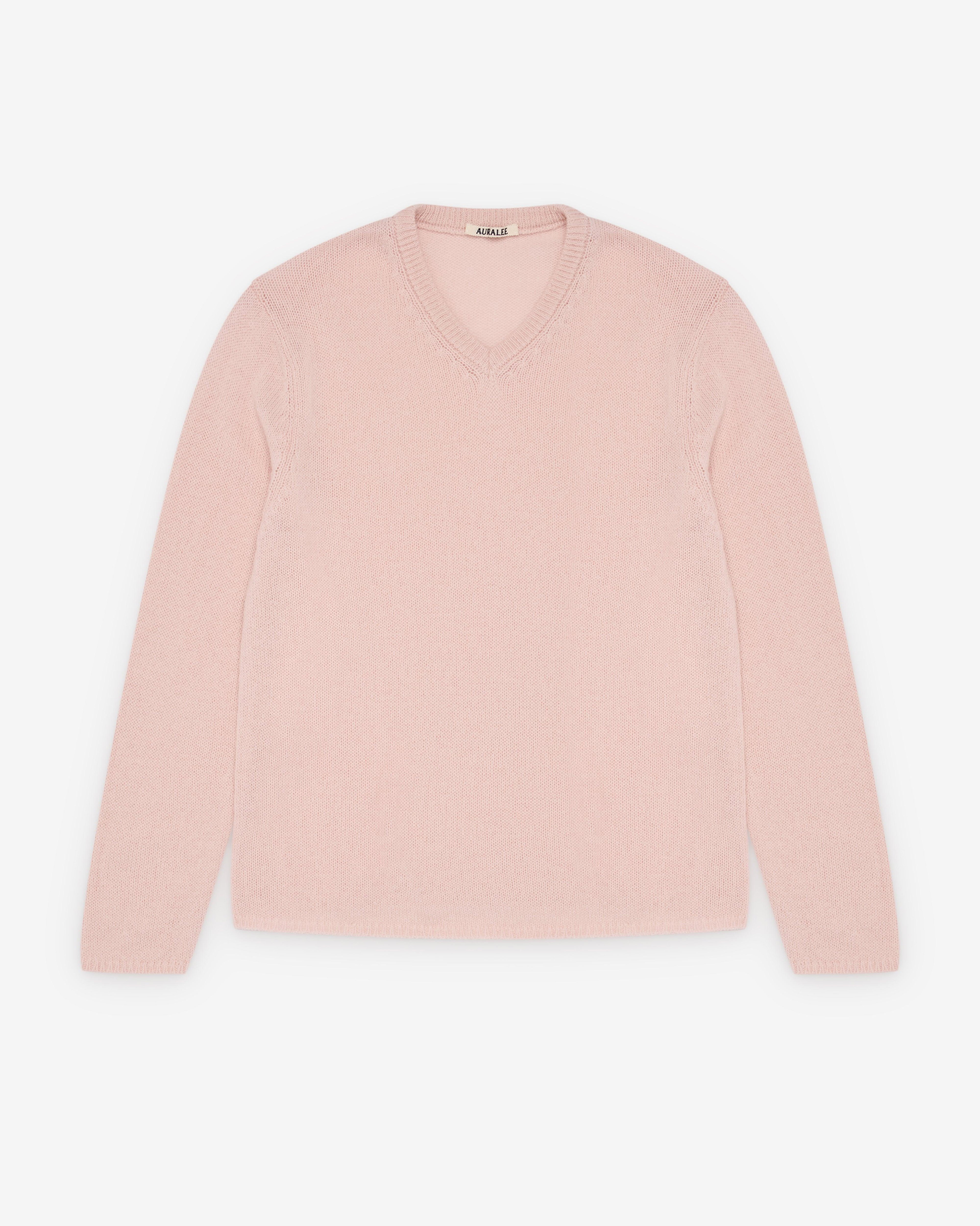 Auralee - Men's Summer Knit V-Neck - (Light Pink) by AURALEE