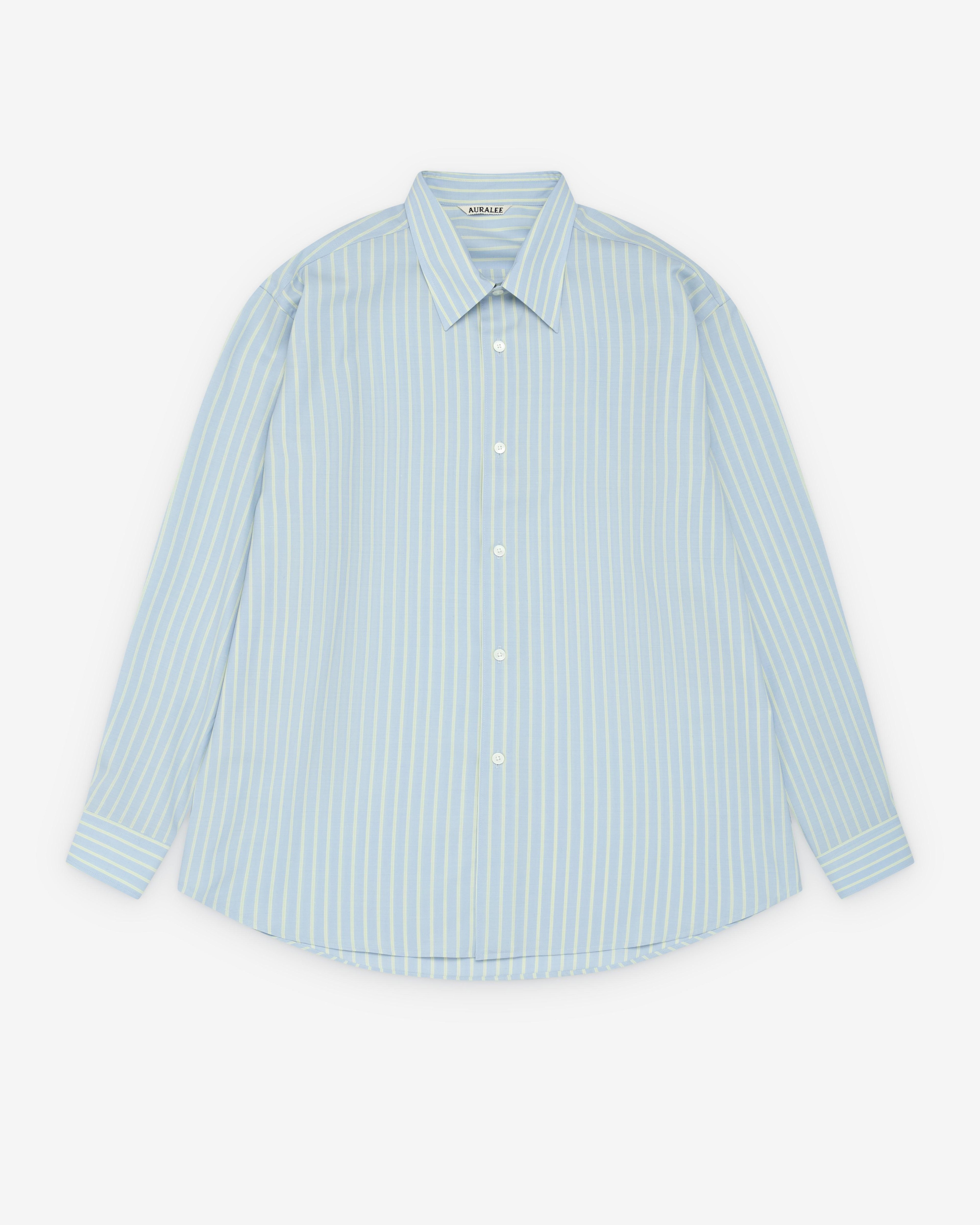 Auralee - Men's Super Fine Striped Shirt - (Sax Blue) by AURALEE
