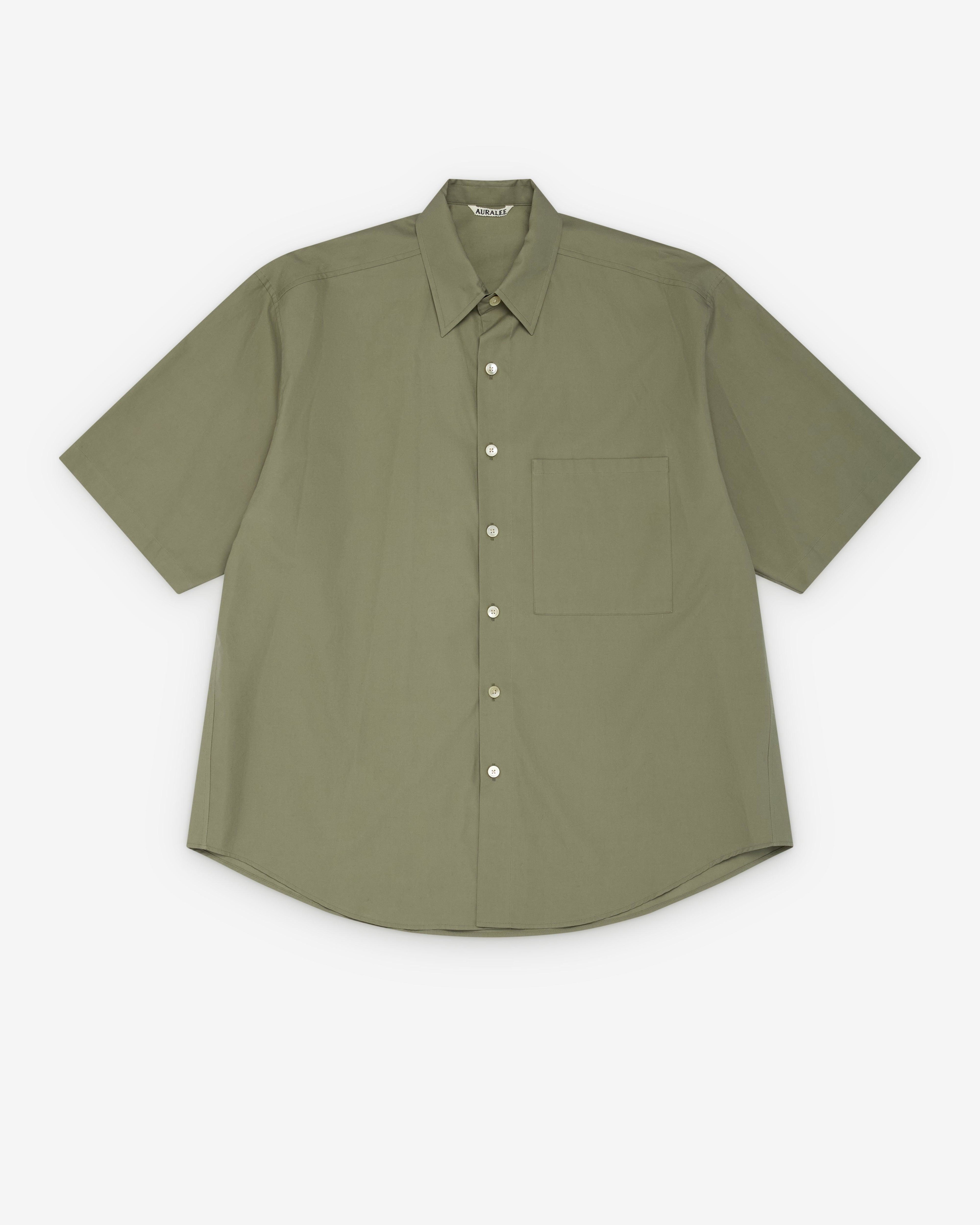 Auralee - Men's Washed Twill Half Sleeve Shirt - (Olive) by AURALEE